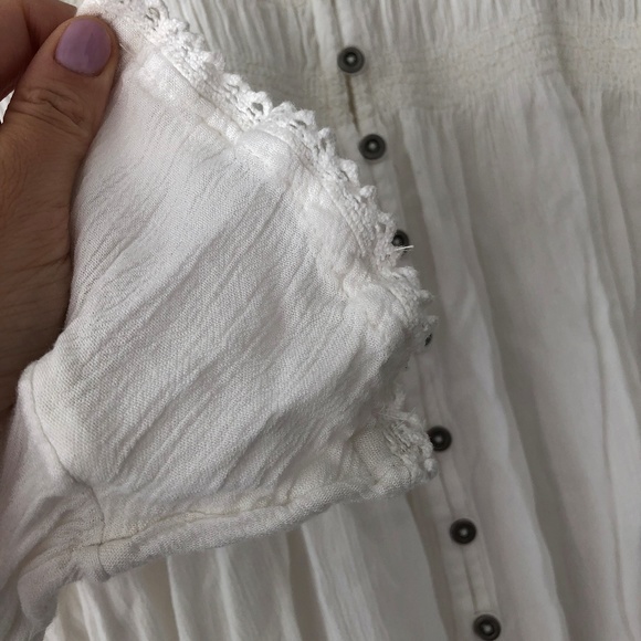 Free People Blue Bird Smocked Top Ivory S - Picture 4 of 5
